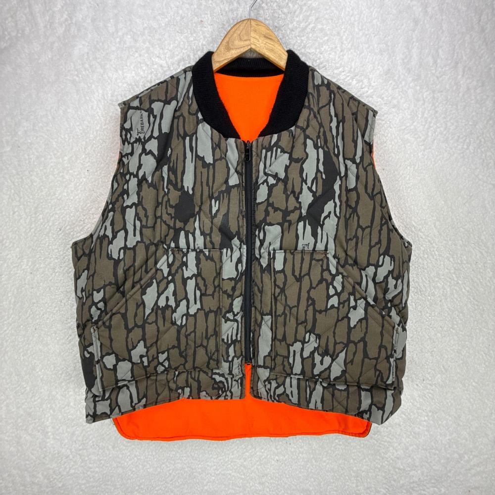 Carhartt Hunting Vest Quilt Lined Mens 2XL VQ999 Camo Blaze Trebark Reversible‎